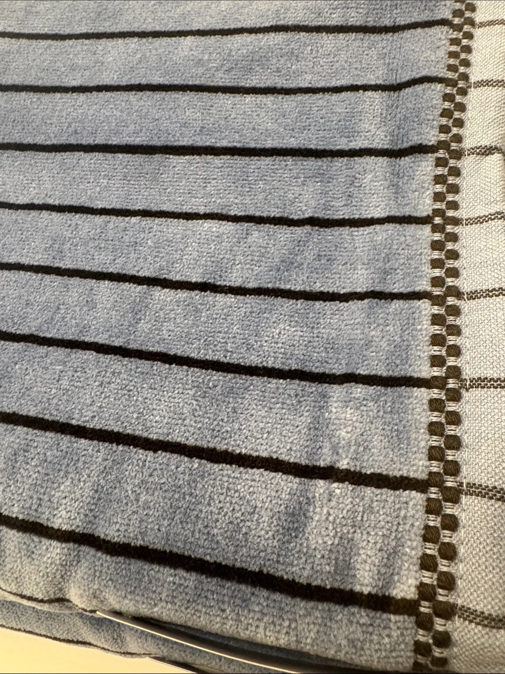 2pc BROOKS BROTHERS Cotton Velour Stripe Bath Towel Set - Blue/Brown